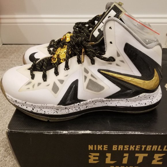 LEBRON X P.S. ELITE+ \'WHITE GOLD BLACK\' - Size 9.5 main image 11